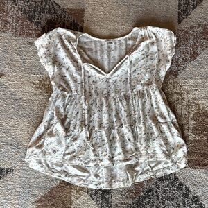 American Eagle Outfitters Floral Blouse - White and Green